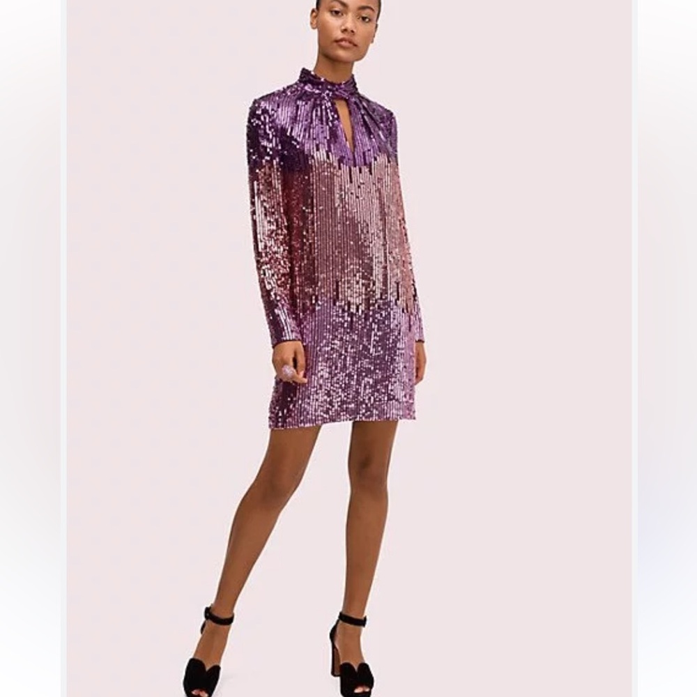Kate Spade $598 OMBRE LONG SLEEVE SEQUIN MINI DRESS NIGHT OUT COCKTAIL NWOT